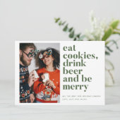 Funny Drink Beer Couple Foto Weihnachten (Stehend Vorderseite)