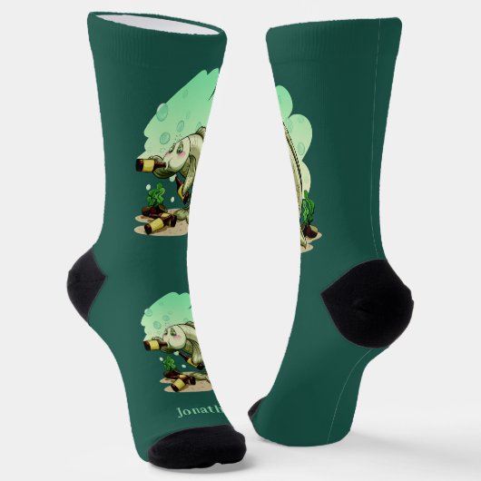 Funny Drink Fisch Sondertext & Farbe Socken (Gewinkelt)