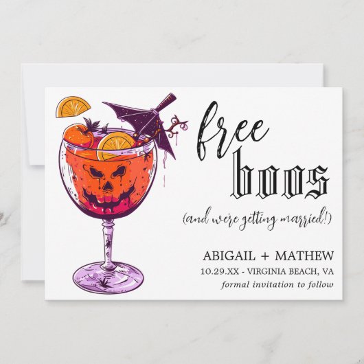 Funny Drink Free Boos Foto Halloween Hochzeit Save The Date (Vorderseite)