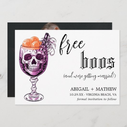 Funny Drink Free Boos Foto Halloween Hochzeit Save The Date (Vorne/Hinten)