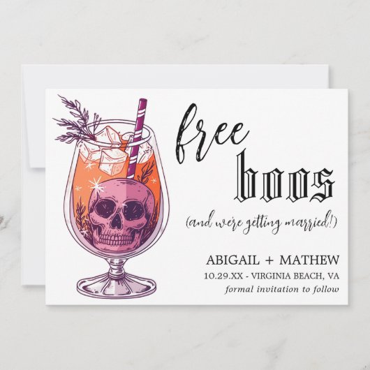 Funny Drink Free Boos Foto Halloween Hochzeit Save The Date (Vorderseite)