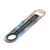 Funny Drink Joke Imitate Holographic Monogram Name Speed Flaschenöffner (Vorderseite Schrägansicht)