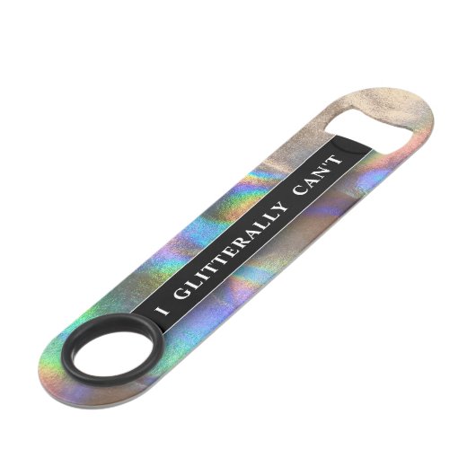 Funny Drink Joke Imitate Holographic Monogram Name Speed Flaschenöffner (Vorderseite Schrägansicht)