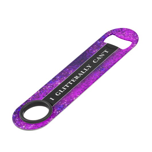 Funny Drink Joke Lila Glitzer Monogram Name Speed Flaschenöffner (Vorderseite Schrägansicht)