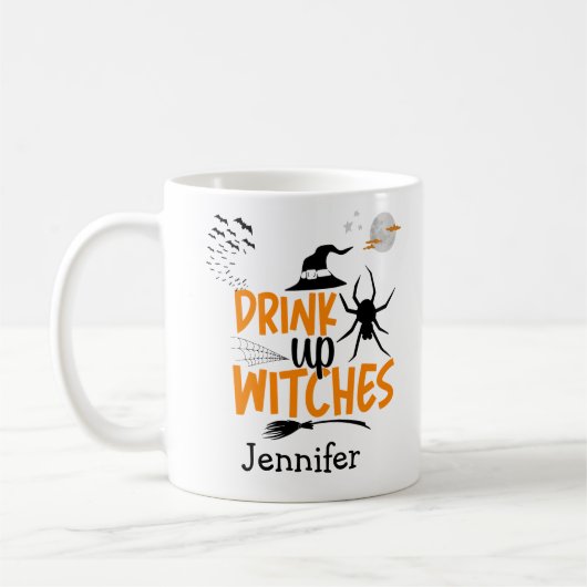 Funny Drink Up Hexen Personalisiert Halloween Kaffeetasse (Links)