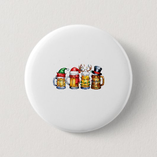 Funny Drinking Christmas Santa Beer Christmas Ligh Button (Vorderseite)
