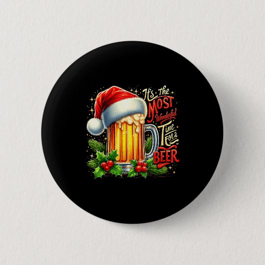 Funny Drinking Christmas Santa Beer Lovers Trend N Button (Vorderseite)