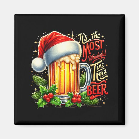 Funny Drinking Christmas Santa Beer Lovers Trend N Magnet (Vorne)