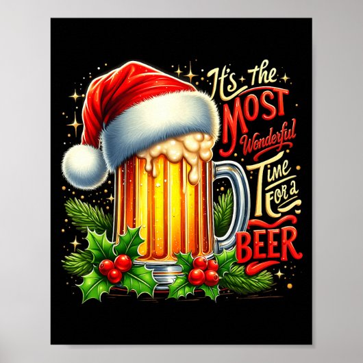 Funny Drinking Christmas Santa Beer Lovers Trend N Poster (Vorne)