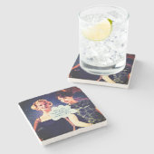 Funny Drinking Friend Sister Fun  Steinuntersetzer (Seitenansicht)