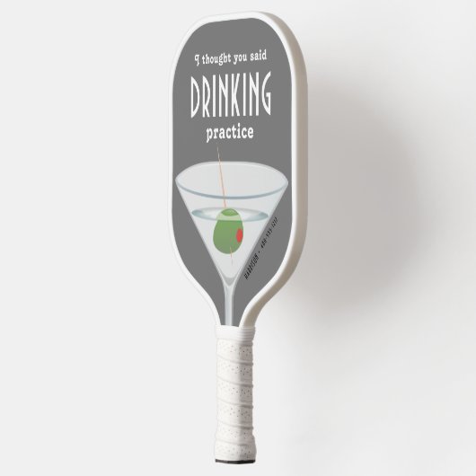 Funny Drinking Practice Martini Gray Pickleball Schläger (Links)