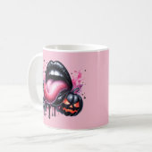 Funny Drip Lip Halloween Spooky Pink Kaffeetasse (Vorderseite Links)