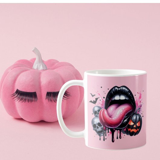 Funny Drip Lip Halloween Spooky Pink Kaffeetasse