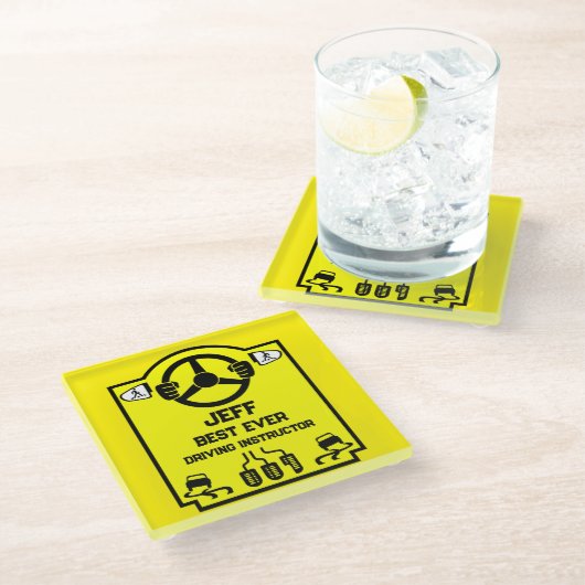 Funny Driving Instructor Gift Glasuntersetzer (Schrägansicht)