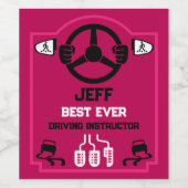 Funny Driving Instructor Gift Weinetikett (Einzelnes Label)