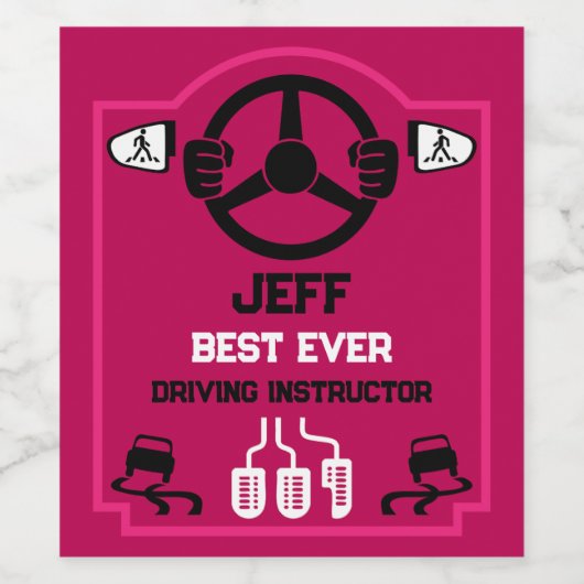 Funny Driving Instructor Gift Weinetikett (Einzelnes Label)