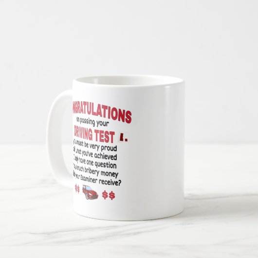 Funny Driving Test Novelty Kaffeetasse (Vorderseite Links)