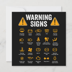 Funny Driving Warning Signs 101 Auto Mechanic Gift Dankeskarte