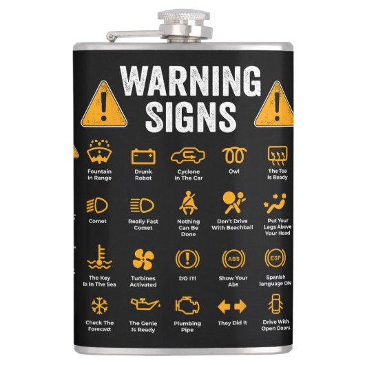 Funny Driving Warning Signs 101 Auto Mechanic Gift Flachmann (Vorderseite)