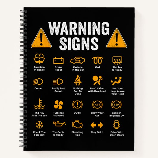 Funny Driving Warning Signs 101 Auto Mechanic Gift Notizblock (Vorderseite)