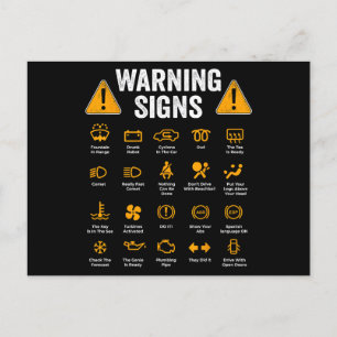 Funny Driving Warning Signs 101 Auto Mechanic Gift Postkarte