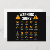 Funny Driving Warning Signs 101 Auto Mechanic Gift Postkarte (Vorne/Hinten)
