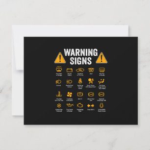 Funny Driving Warning Signs 101 Auto Mechanic Gift RSVP Karte