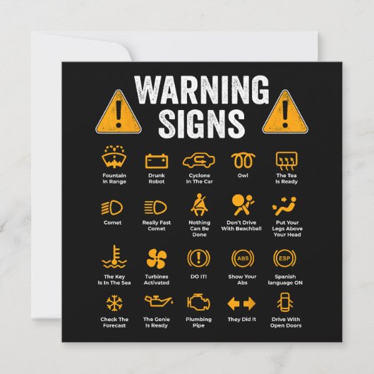 Funny Driving Warning Signs 101 Auto Mechanic Gift Save The Date (Vorderseite)