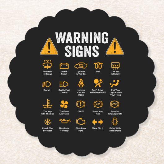 Funny Driving Warning Signs 101 Auto Mechanic Gift Untersetzer (Vorderseite)