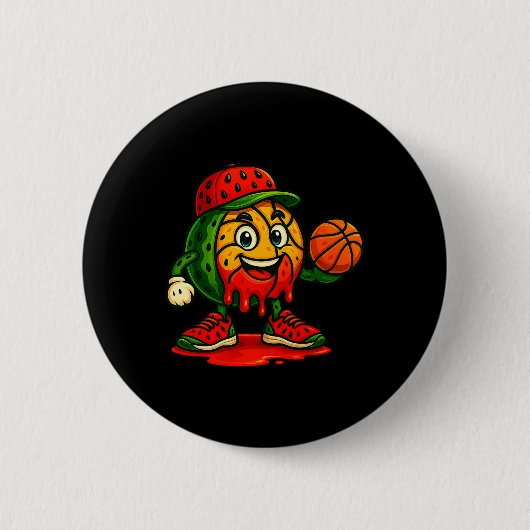 Funny Driving Watermelon Basketball Watermelon Da Button (Vorderseite)