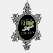 Funny Drone Pilot Multirotor Quadcopter Fliegenabs Schneeflocken Zinn-Ornament (Links)