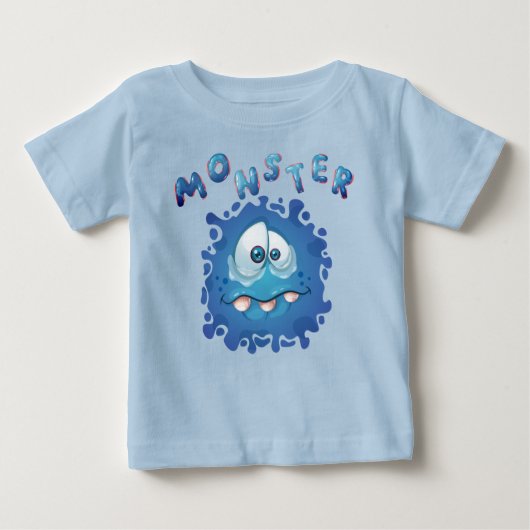 Funny drückt trauriges blaues Monster-Gesicht aus Baby T-shirt (Vorderseite)