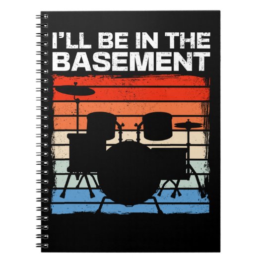 Funny Drum Set Retro Drummer Notizblock (Vorderseite)