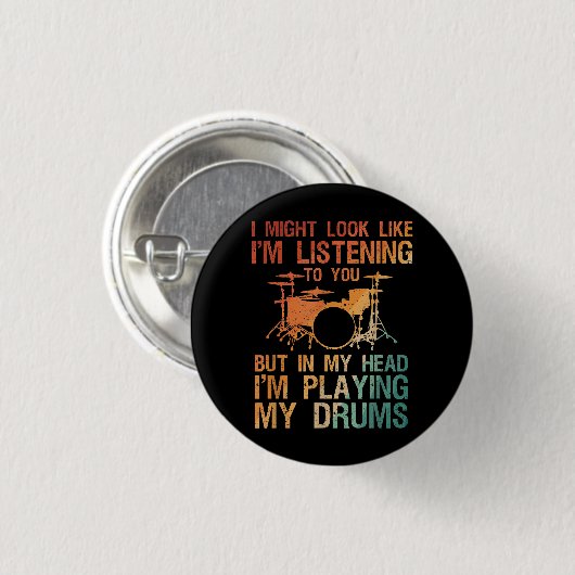 Funny Drummer Art for Men Drum Player Percus Button (Vorne & Hinten)