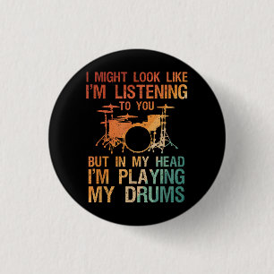 Funny Drummer Art for Men Drum Player Percus Button