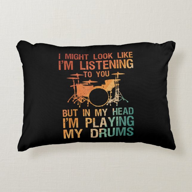 Funny Drummer Art for Men Drum Player Percus Dekokissen (Vorderseite)