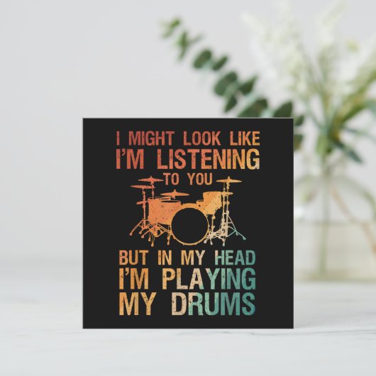Funny Drummer Art for Men Drum Player Percus Einladung (Stehend Vorderseite)