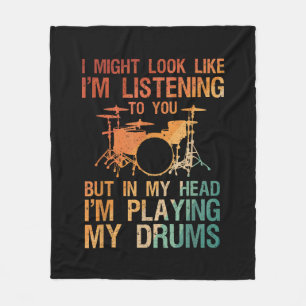 Funny Drummer Art for Men Drum Player Percus Fleecedecke