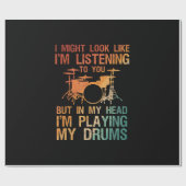 Funny Drummer Art for Men Drum Player Percus Geschenkpapier (Flach)