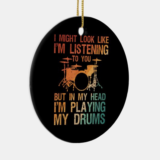 Funny Drummer Art for Men Drum Player Percus Keramik Ornament (Rechts)