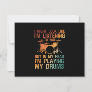 Funny Drummer Art for Men Drum Player Percus RSVP Karte