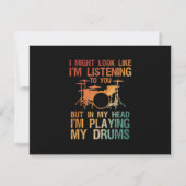 Funny Drummer Art for Men Drum Player Percus RSVP Karte (Rückseite)
