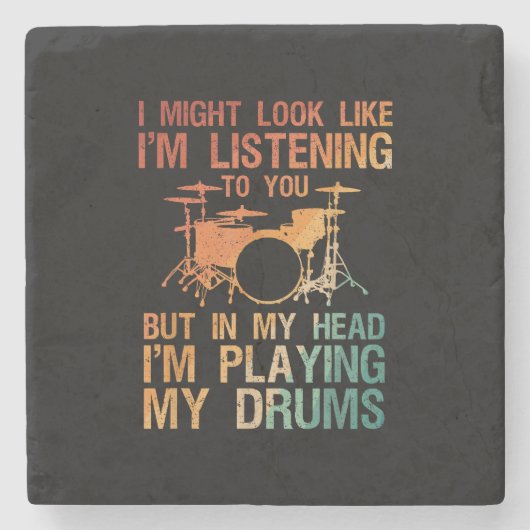 Funny Drummer Art for Men Drum Player Percus Steinuntersetzer (Vorderseite)