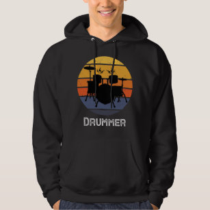 Funny Drummer Art for Men Drum Set Drumming Hoodie