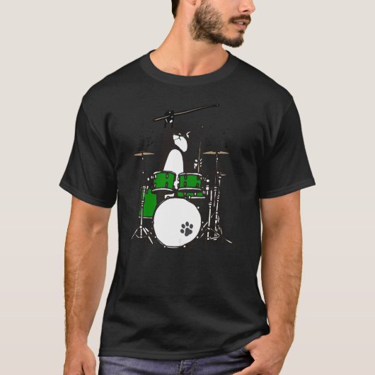 Funny Drummer Cat Playing Drums Musician Cat Shirt (Vorderseite)