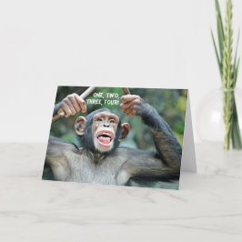 Funny Drummer Chimp Four Count Grußkarte Karte