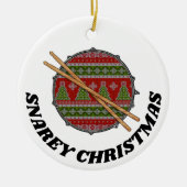 Funny Drummer Christmas Rock & Roll Musician Drum Keramik Ornament (Vorne)