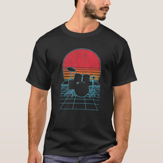 Funny Drummer Drumming Drum Set Drum Sticks 80er 9 T-Shirt (Vorderseite)