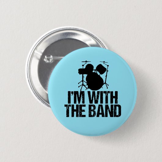 Funny Drummer Ich bin mit dem Band Drums Button (Vorne & Hinten)