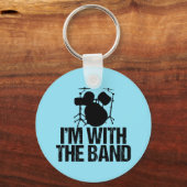 Funny Drummer Ich bin mit dem Band Drums Schlüsselanhänger (Vorderseite)